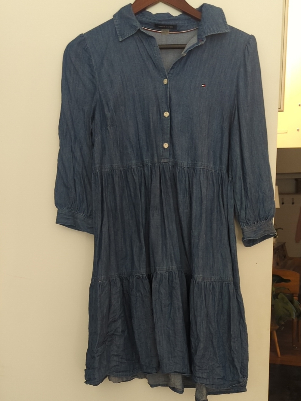 Tommy Hilfiger Chambray Tiered Blue Shirt Dress
